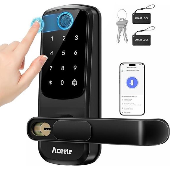 Aceele Keyless Fingerprint Smart Door Lock Wi-Fi Enabled (Black)