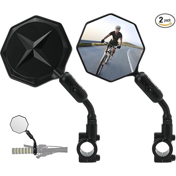 Bike Mirror Handlebar Mount 360° Adjustable HD Rear View (2-Pack)