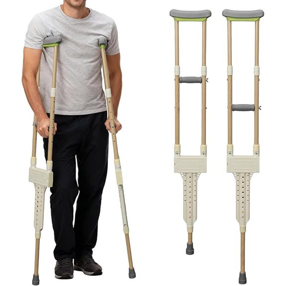 Height Adjustable Aluminum Crutches for Adults (Pair)