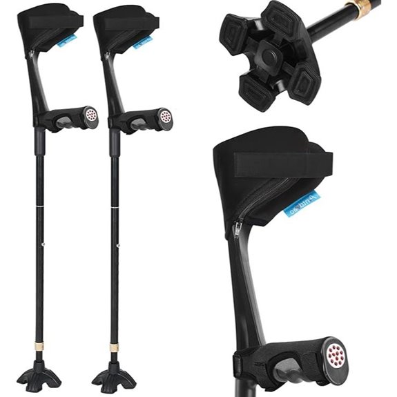 Adjustable Folding Forearm Crutches for Adults (Black)