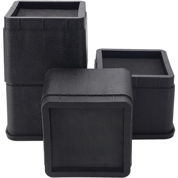 BTSD-home Adjustable Bed Risers 3 or 6 Inch (Set of 4 Black)