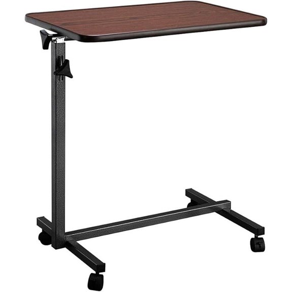 Adjustable Overbed Bedside Table with Wheels