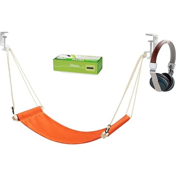 iMissiu Adjustable Foot Hammock with Headphones Holder (Orange)