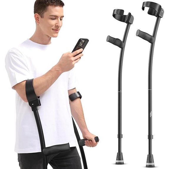 Ergonomic Foldable Height Adjustable Forearm Crutches with Magnetic Handles