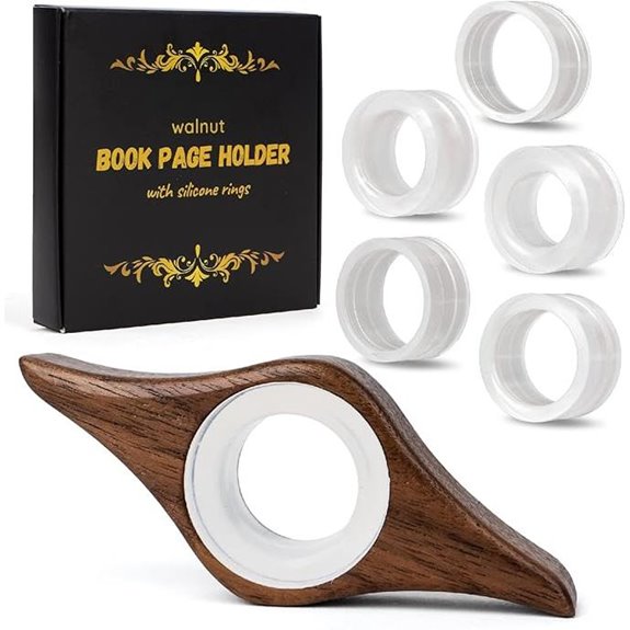 Walnut Thumb Bookmark Page Holder with Adjustable Rings
