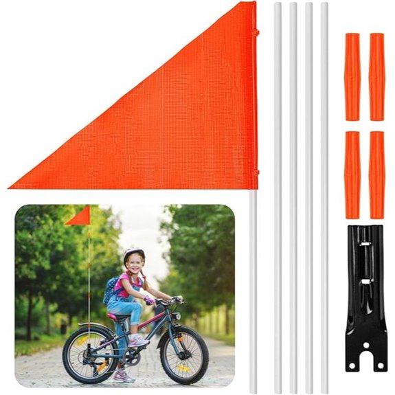 Bike Safety Flag with Pole - 5.5 Ft Adjustable Waterproof Orange Flag