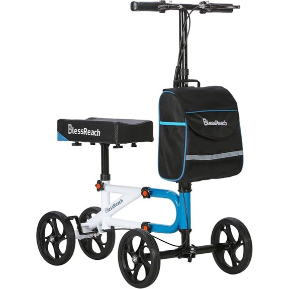 Blue Knee Scooter for Adults with Dual Braking System
