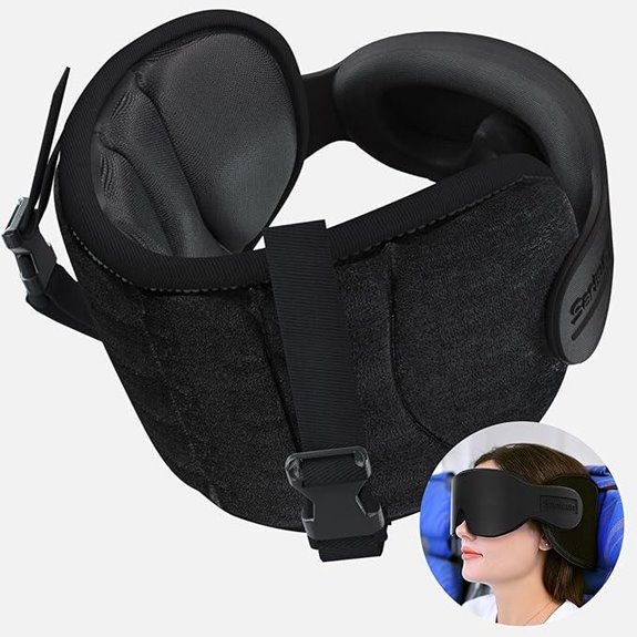 Travel Pillow for Airplanes with Eye Mask Black