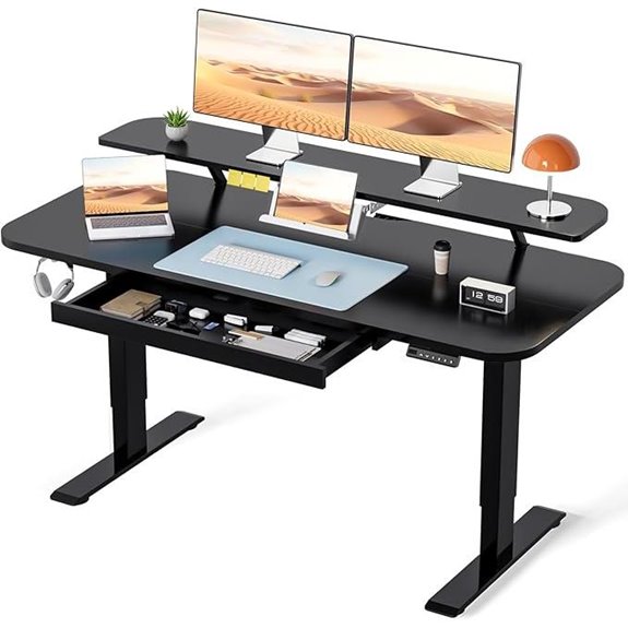 COMHOMA Electric Standing Desk with Drawers 48x24 (Black)