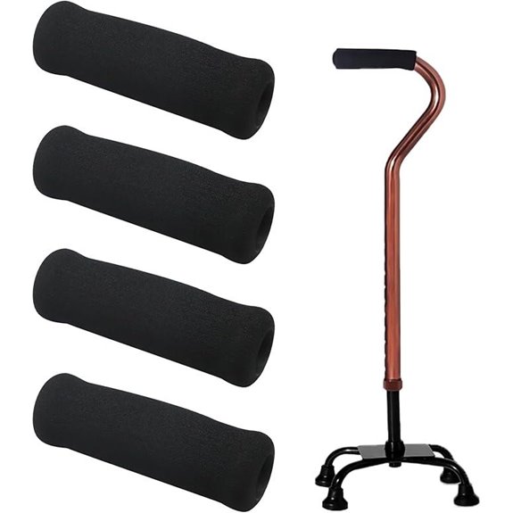 4Pcs Walking Cane Hand Grips - Black Foam Replacement for Offset Canes