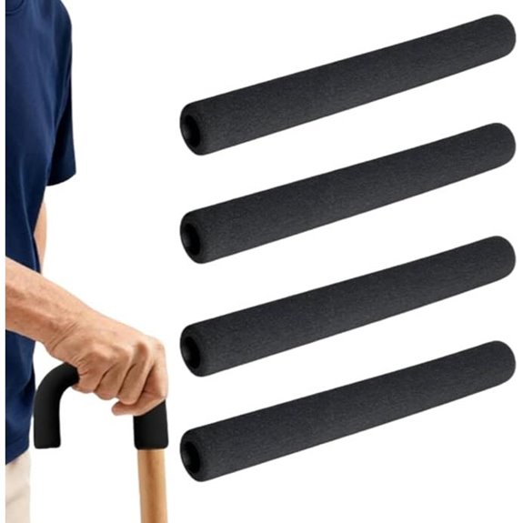 Cane Handle Cushion Cover 4-Pack Black Foam Grips (31cm)