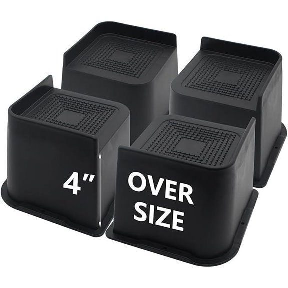 Black Heavy Duty Bed Risers 4-6 Inch (4-Pack 6,500 lbs Capacity)