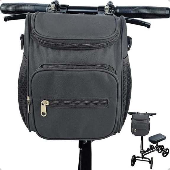 Knee Scooter Walker Handlebar Bag (Black)