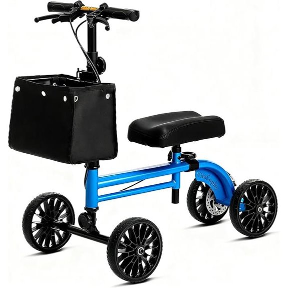Steerable Knee Scooter with Disc Brake for Adults (Blue)