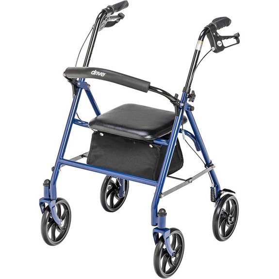 blue medical rollator walker