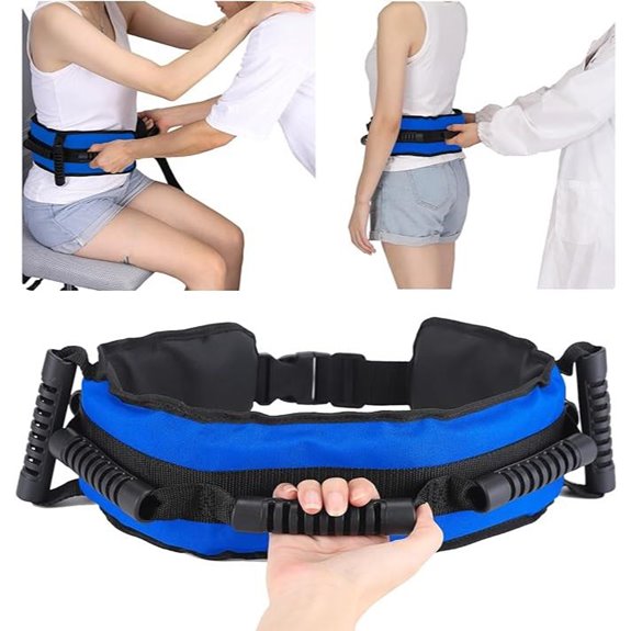 Gait Belt for Seniors with 7 Padded Handles (Blue)