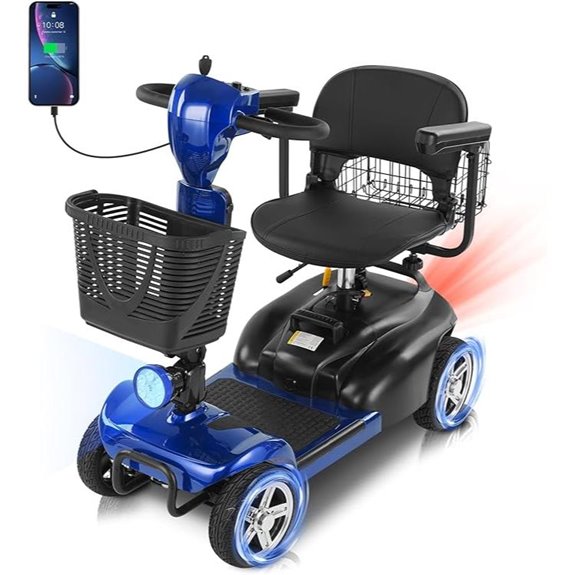Mobility Scooter for Seniors with Dual Baskets (Blue)