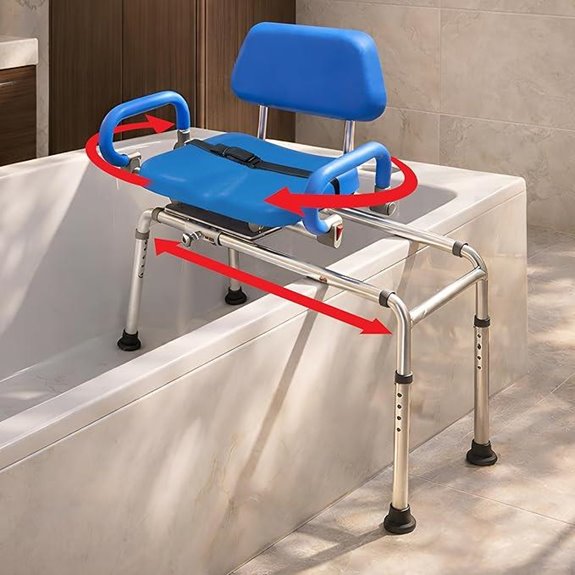 Platinum Health Carousel Sliding Shower Chair with Swivel Seat Blue