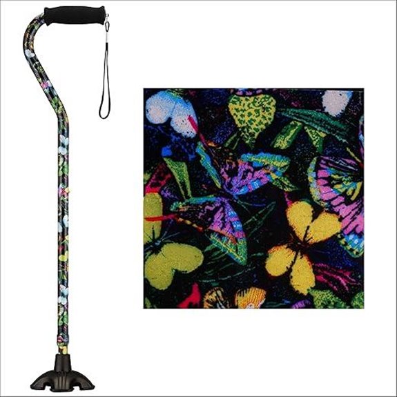 Nova Joy Offset Quad Cane for Seniors - Butterfly