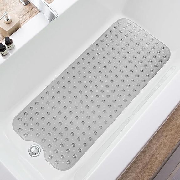 Bathtub Mat Non-Slip 39 x 16 with Suction Cups (Clear Grey)
