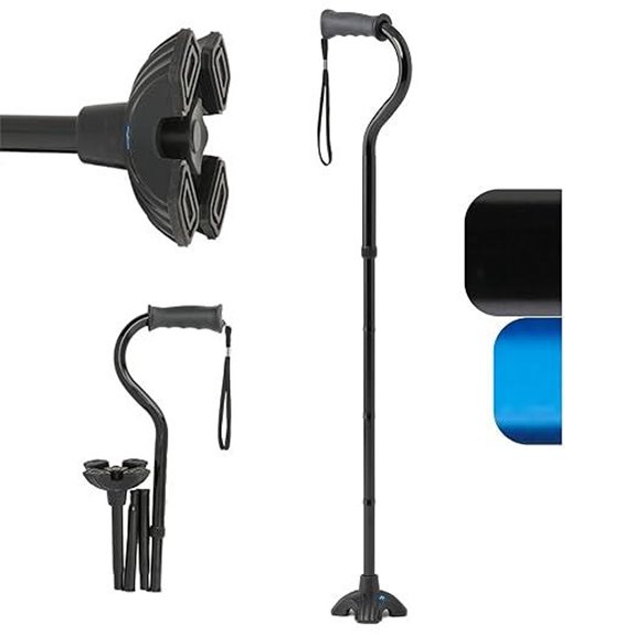 Medline Offset Folding Cane with Cushioned Gel Handle