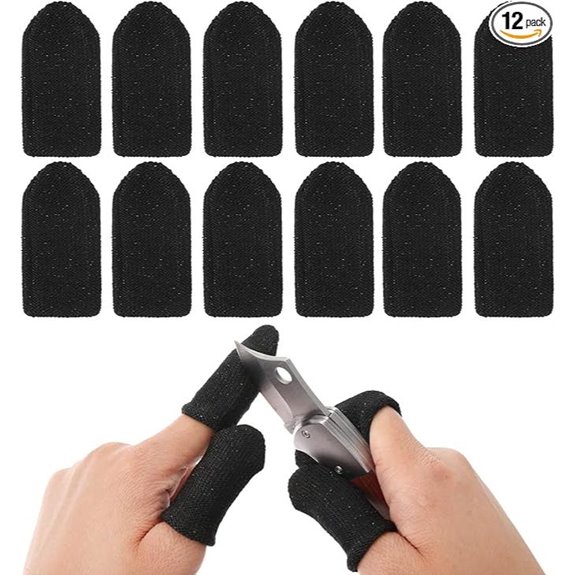 TIESOME 12 PCS Cut Resistant Finger Protectors (Black)
