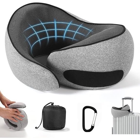 SZXYX Memory Foam Travel Neck Pillow Dark Grey