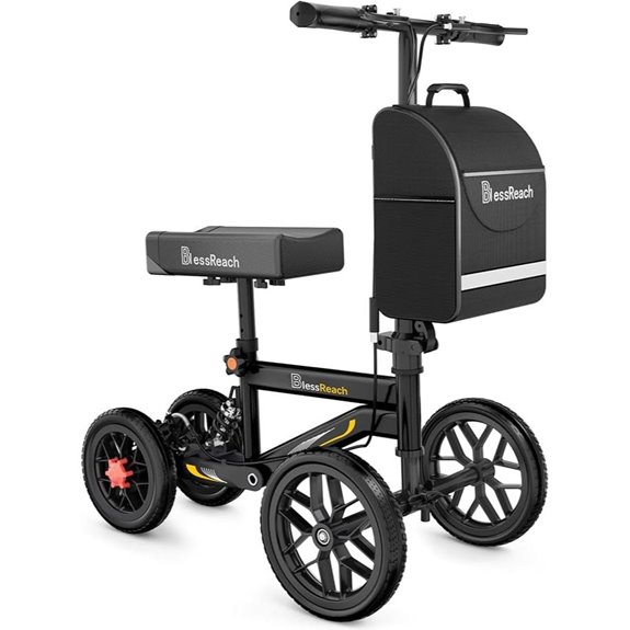 Deluxe All Terrain Steerable Knee Scooter with Double Handbrake (Black)