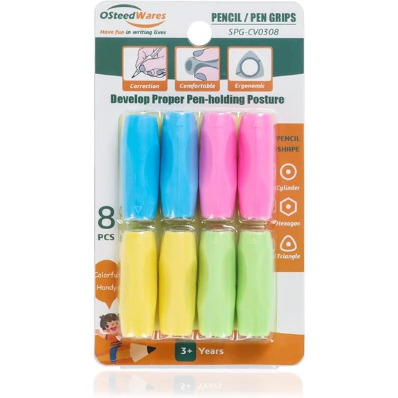 8 Pcs Ergonomic Silicone Pencil Grips for Handwriting