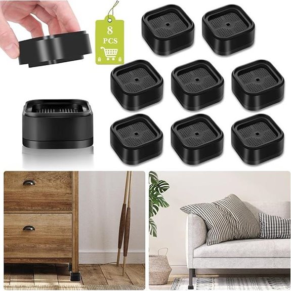 8 Pack Adjustable Furniture Risers 1-3 Inch (Black)