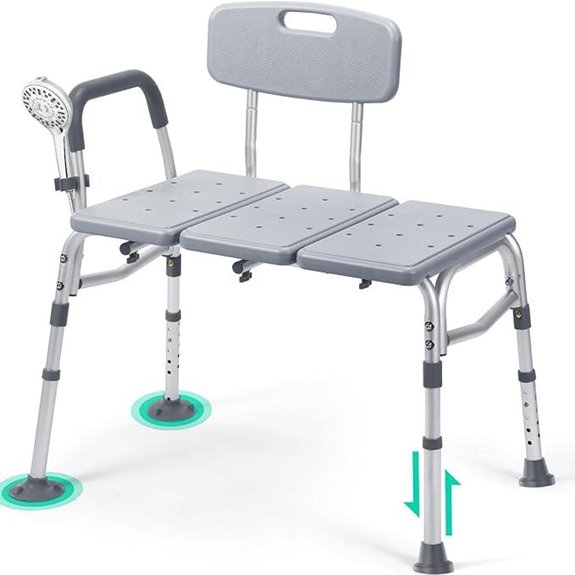 Tub Transfer Bench with Backrest for Elderly (Gray)