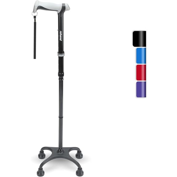 Rehand Quad Cane with Ergonomic Handle & Adjustable Height for Seniors
