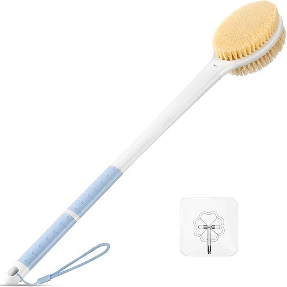 Back Scrubber Shower Brush with Extra Long Handle (Blue)