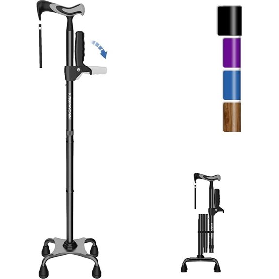 KingPavonini Foldable Adjustable Quad Walking Cane