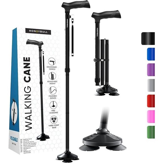 HONEYBULL Foldable Adjustable Walking Cane for Seniors & Adults
