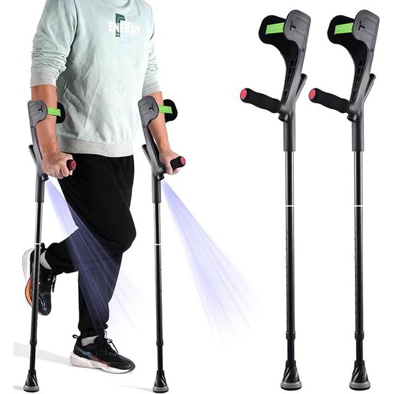 Foldable Forearm Crutches for Adults and Seniors (Black Pro)