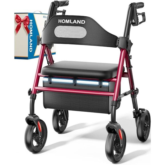 HOMLAND Foldable Rollator Walker with Seat for Seniors