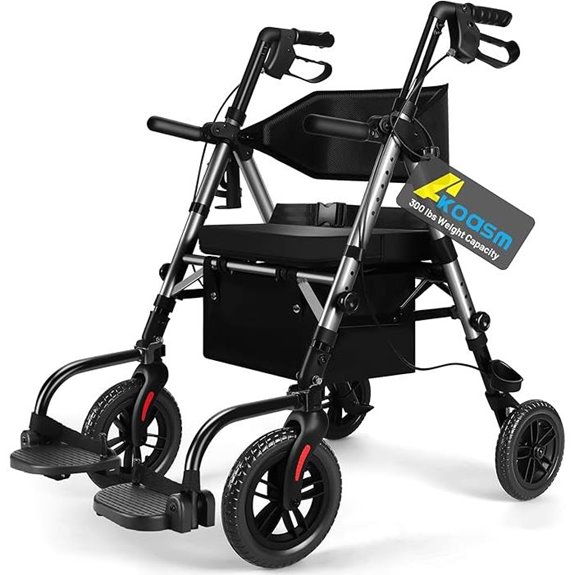 Foldable Rollator Walker for Seniors with Seat Grey