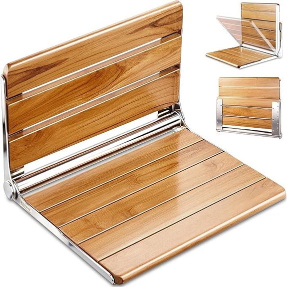 Upgraded 20 Folding Teak Shower Seat Bench