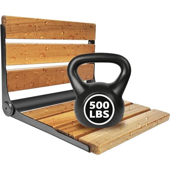 Folding Teak Shower Seat with Stainless Steel Frame