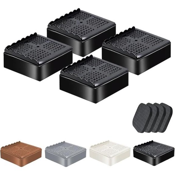 Shouwuhho 4 Pack Bed Risers with Non-Slip Grip (1 Inch Black)