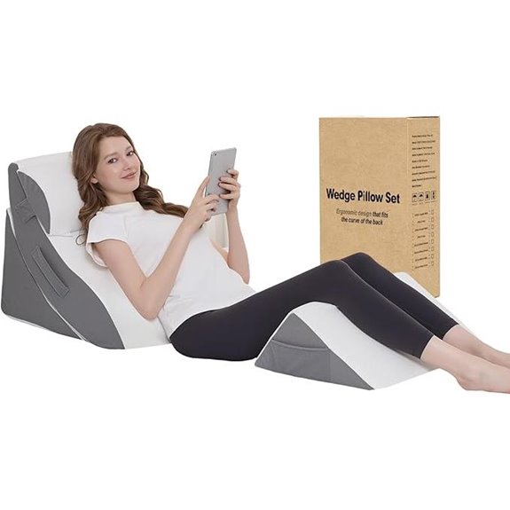 Wedge Pillow Set for After Surgery - 4PCS Orthopedic Bed Wedge Pillows (Grey)