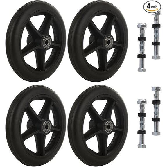 4Pcs 6 Inch Walker Wheels Replacement with Axles (Black)
