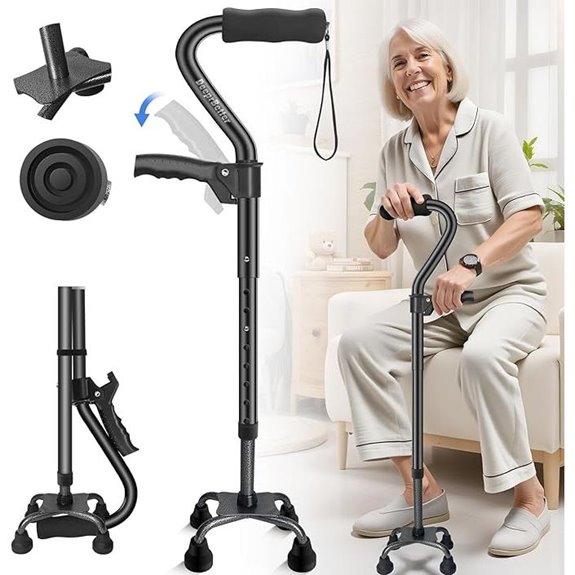 Quad Cane (4 Prong Walking Cane for Seniors)