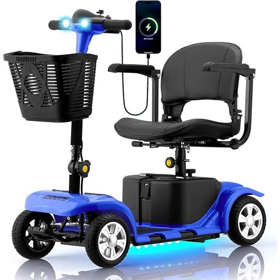 Mobility Scooter for Adults 4 Wheels Electric with LED Headlights and Basket