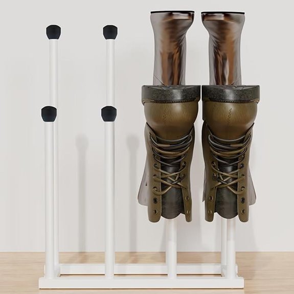 Free Standing Tall Black Metal Boot Rack Organizer