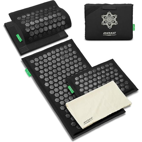 Acupressure Mat and Pillow Set for Full Body Relief (Black)