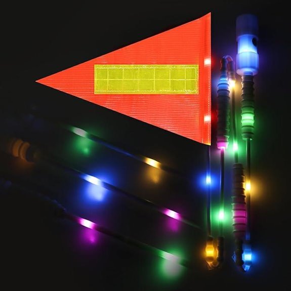 LED Bike Safety Flag with Heavy Duty Fiberglass Pole