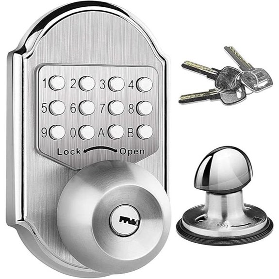 Keyless Door Knob with Keypad & Key Entry