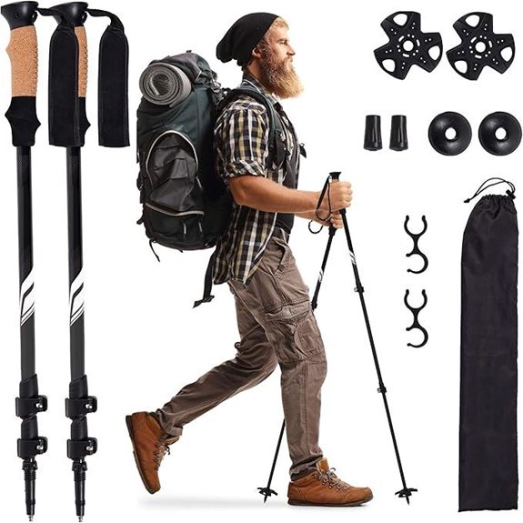 Trekking Poles for Hiking Lightweight Aluminum Walking Sticks